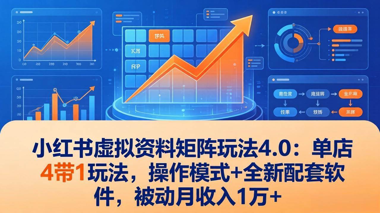 狂蜂会小红书虚拟资料矩阵玩法4.0：单店4带1玩法，操作模式+全新配套软件，被动月收入1万+