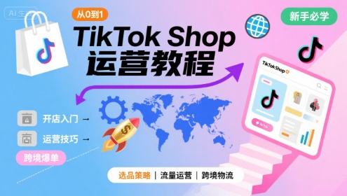 梨子姐姐TikTok Shop从0到1运营教程，TikTok跨境电商新手必学课程【20260322更新】