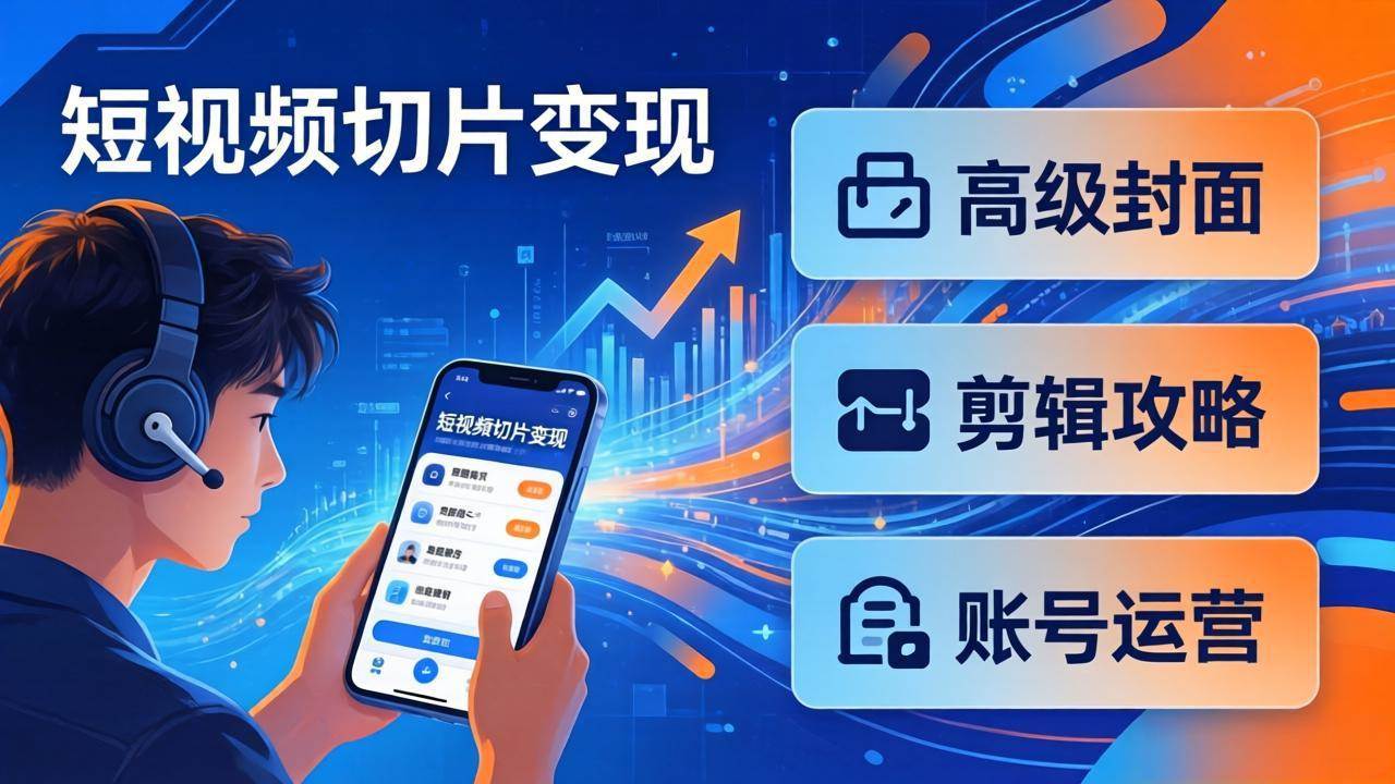 胡说老王短视频切片变现速成班2.0：高级封面+剪辑攻略+账号运营，0基础小白快速入局副业